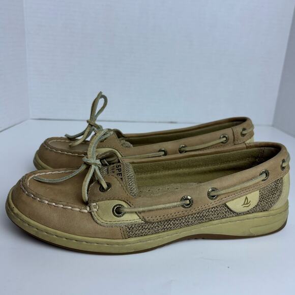 Sperry Top Sider Women Sz 7m Classic Angelfish Boat Shoe Oat Tan Leather 9102047 - Picture 4 of 8